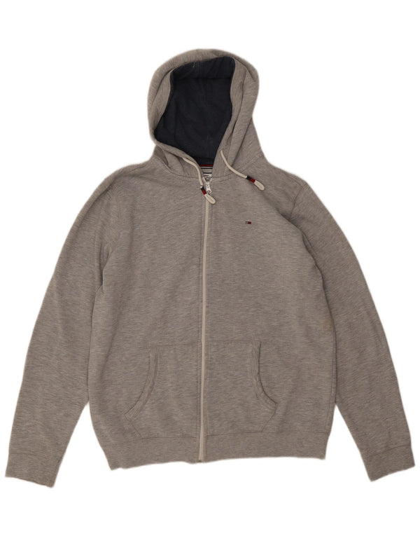 Tommy Hilfiger Herren-Kapuzenpullover mit Reißverschluss, groß, grau meliert