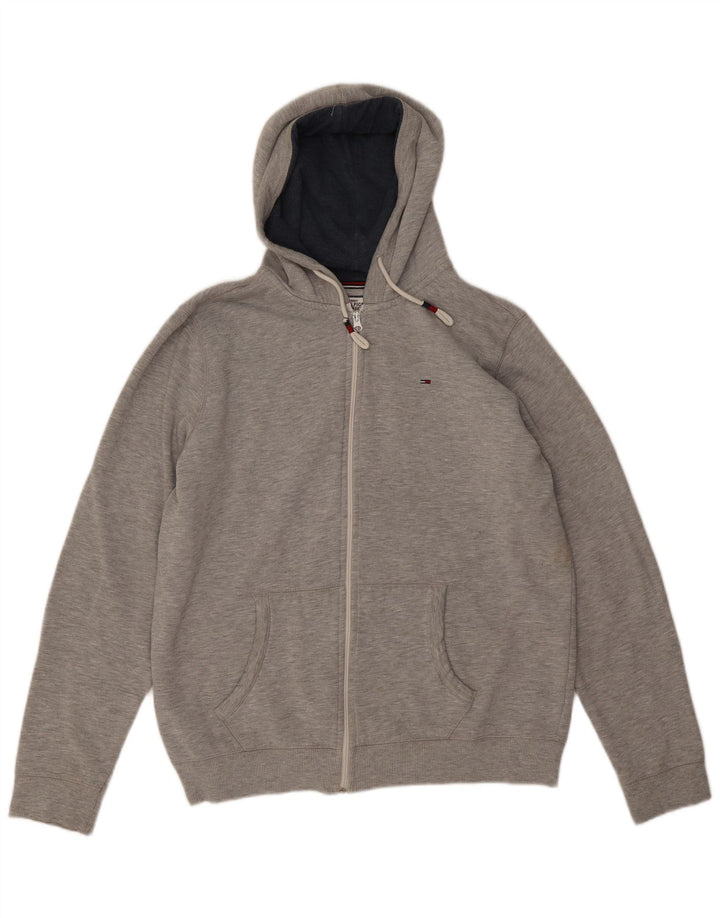Tommy Hilfiger Herren-Kapuzenpullover mit Reißverschluss, groß, grau meliert