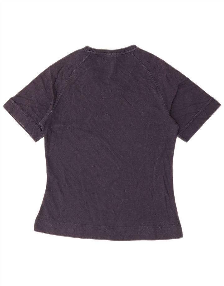 Adidas Damen T-Shirt Top UK 12 Medium Marineblau Baumwolle