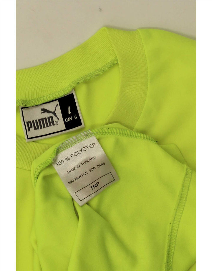 Puma Herren Grafik-T-Shirt-Oberteil, großes gelbes Farbblock-Polyester