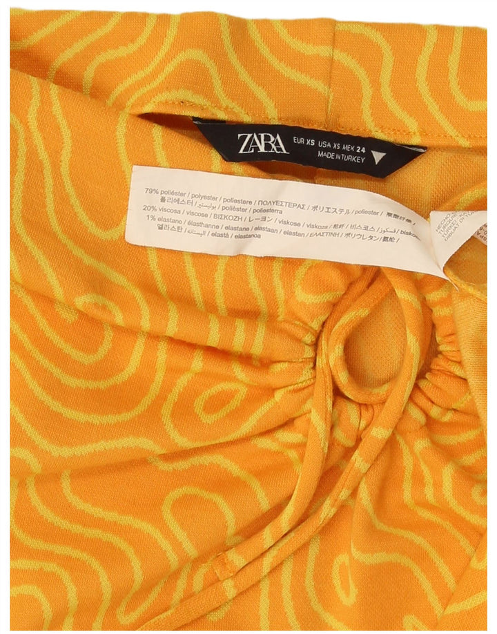 Zara Damen Midirock XS W26 Gelbes geometrisches Polyester
