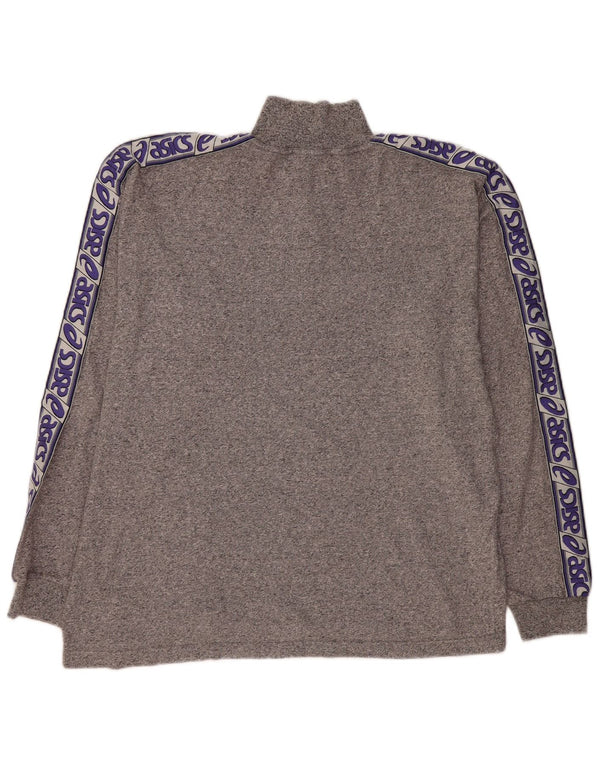 ASICS Herren-Oberteil mit Reißverschluss und Grafik, langärmlig, 2XL, Grau