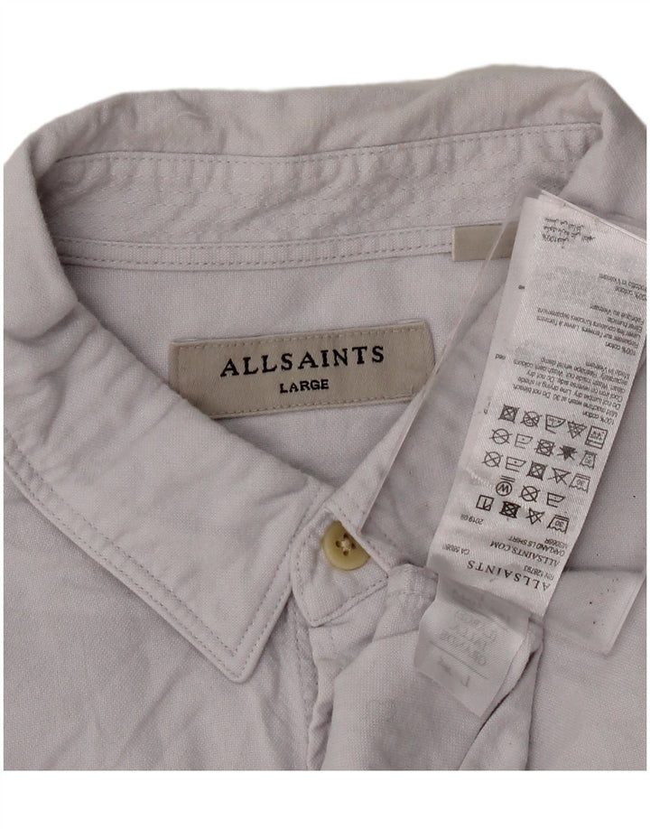 ALL SAINTS Mens Shirt Large Grey Cotton