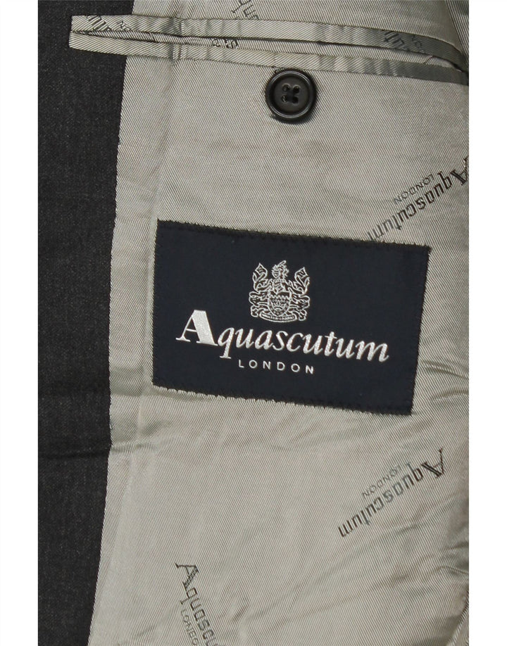 Aquascutum Herren-Blazer mit 2 Knöpfen, UK 36, kleine graue Wolle