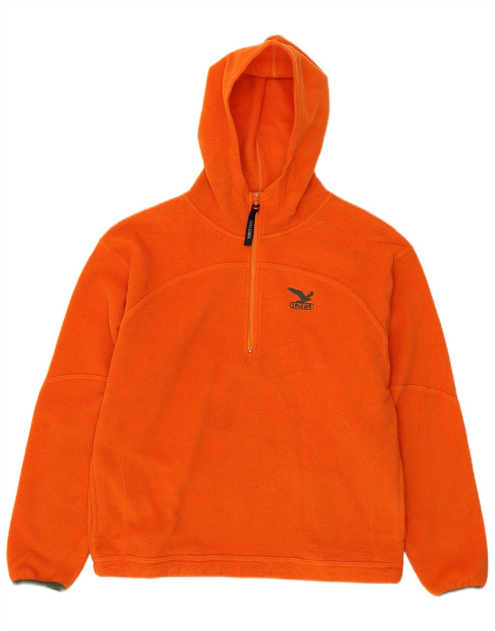 SALEWA Jungen-Fleecepullover mit Kapuze und Reißverschluss am Kragen, 12–13 Jahre, XL, orangefarbenes Polyester