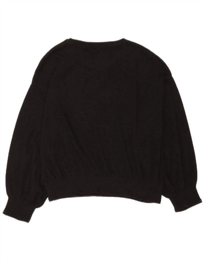 Zara Damen-Pullover mit U-Boot-Ausschnitt, Gr. 42, Größe L, Schwarz, Polyester