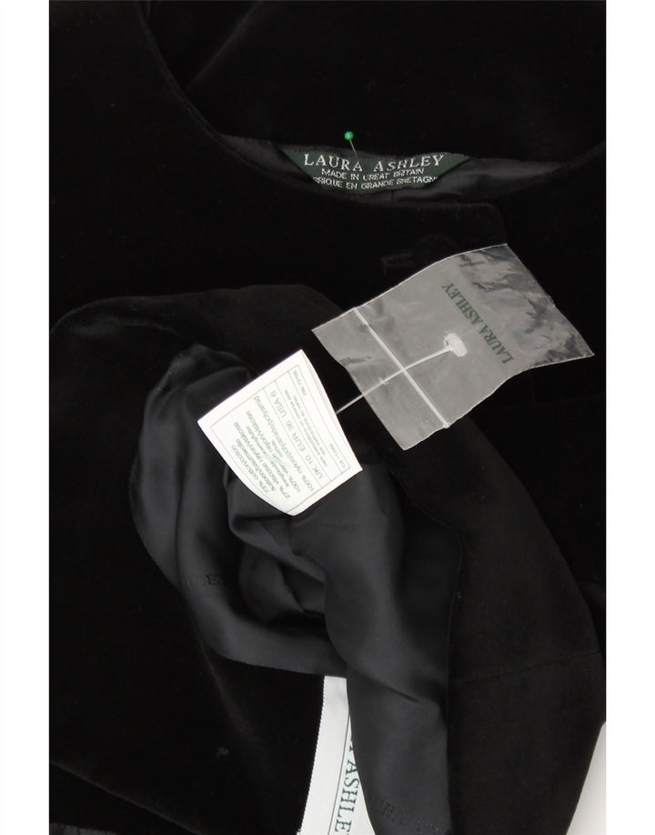 LAURA ASHLEY Damen-Bolerojacke aus Samt mit 6 Knöpfen, UK 10, Größe S, schwarze Baumwolle