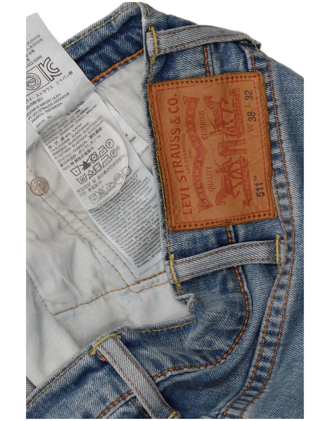 Levi's Herren 511 Slim Jeans W38 L32 Blaue Baumwolle