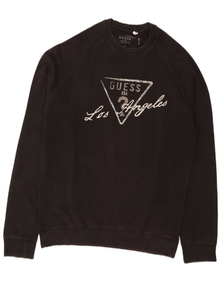 Guess Herren-Sweatshirt mit Grafik, 2XL, schwarze Baumwolle