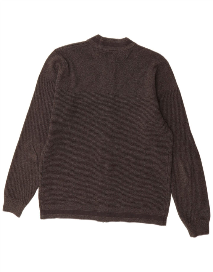 Zara Herren-Cardigan mit durchgehendem Reißverschluss, mittelgraue Baumwolle