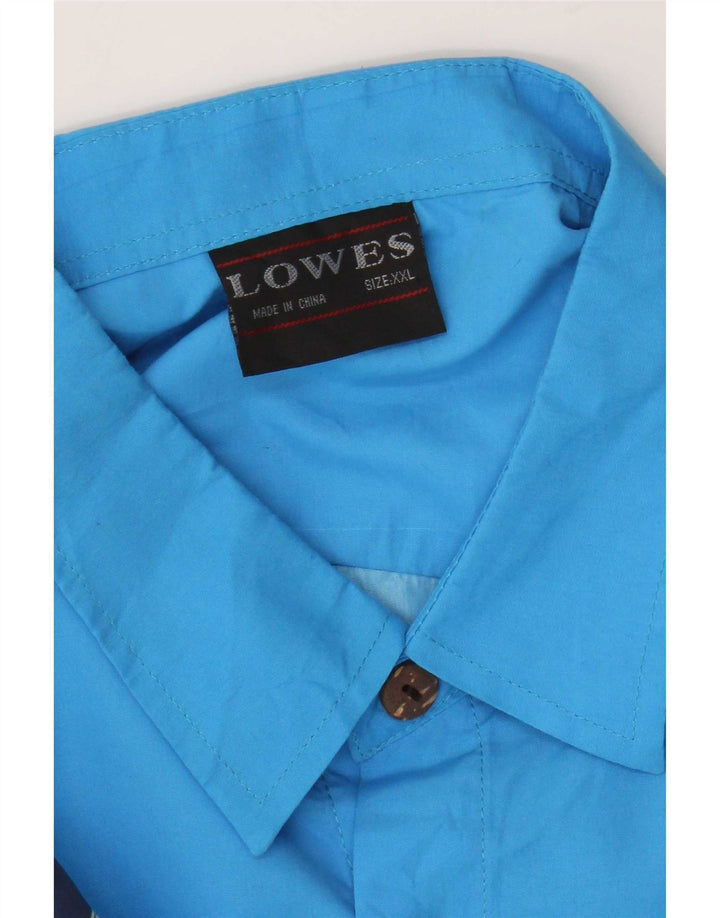 Lowes Herren-Kurzarmhemd 2XL, blau geblümt, Polyester, hawaiianisch