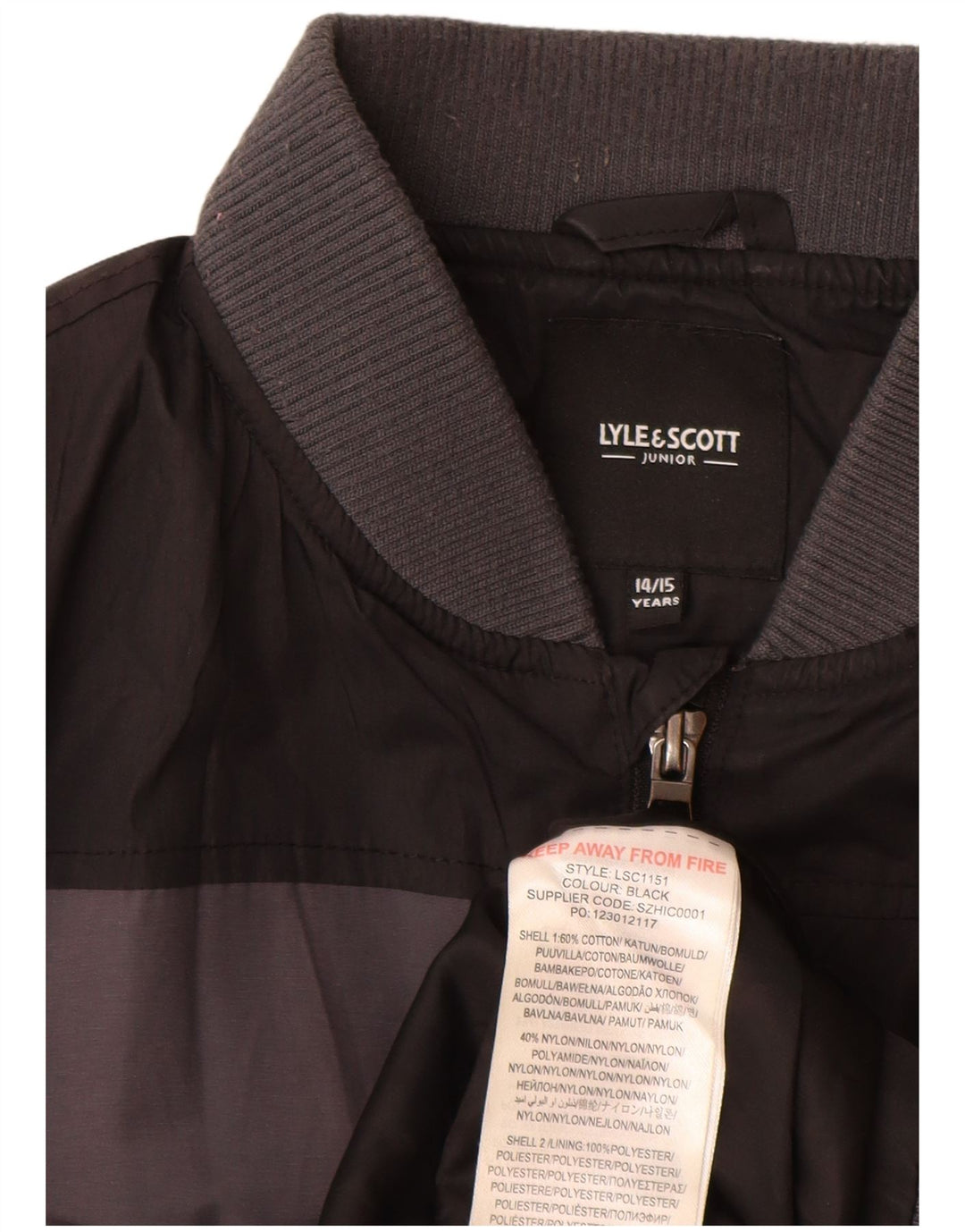 Lyle & Scott Bomberjacke für Jungen, 14–15 Jahre, graue Colourblock-Baumwolle