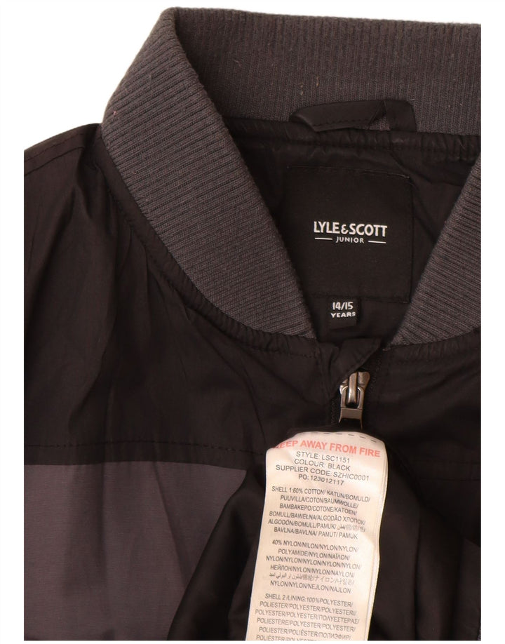 Lyle & Scott Bomberjacke für Jungen, 14–15 Jahre, graue Colourblock-Baumwolle