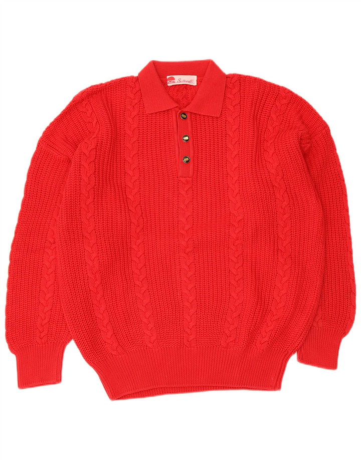 Vintage Herren Rollkragenpullover Pullover Große rote Baumwolle