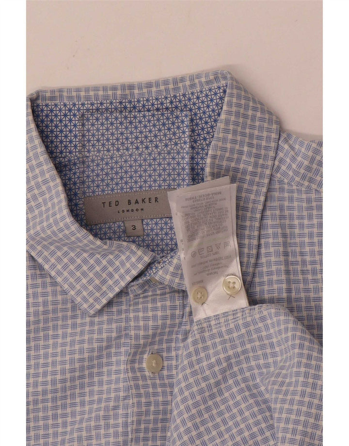 Ted Baker Herrenhemd, Größe 3, mittelblaue Gingham-Baumwolle