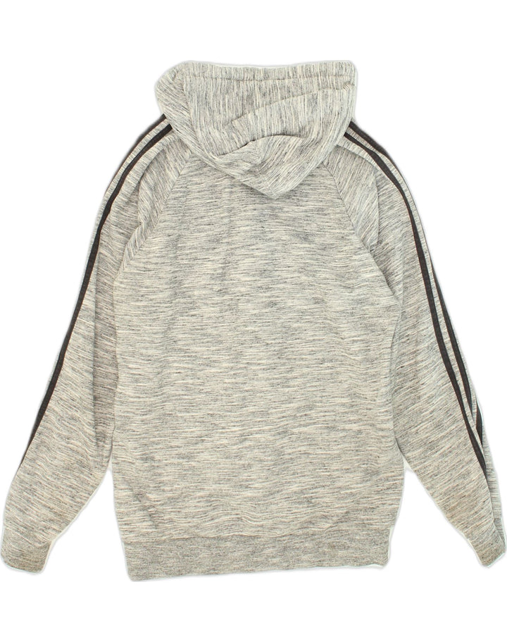 ADIDAS Herren-Kapuzenpullover mit Reißverschluss, mittelgraue Baumwolle