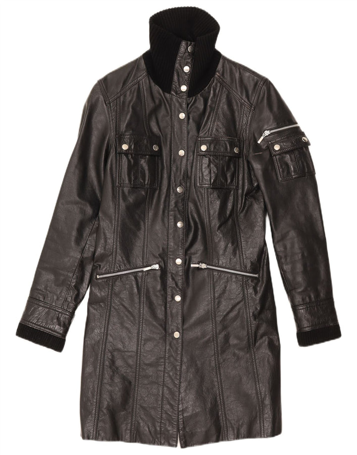 Gipsy Damen Ledermantel UK 12 Medium Schwarz