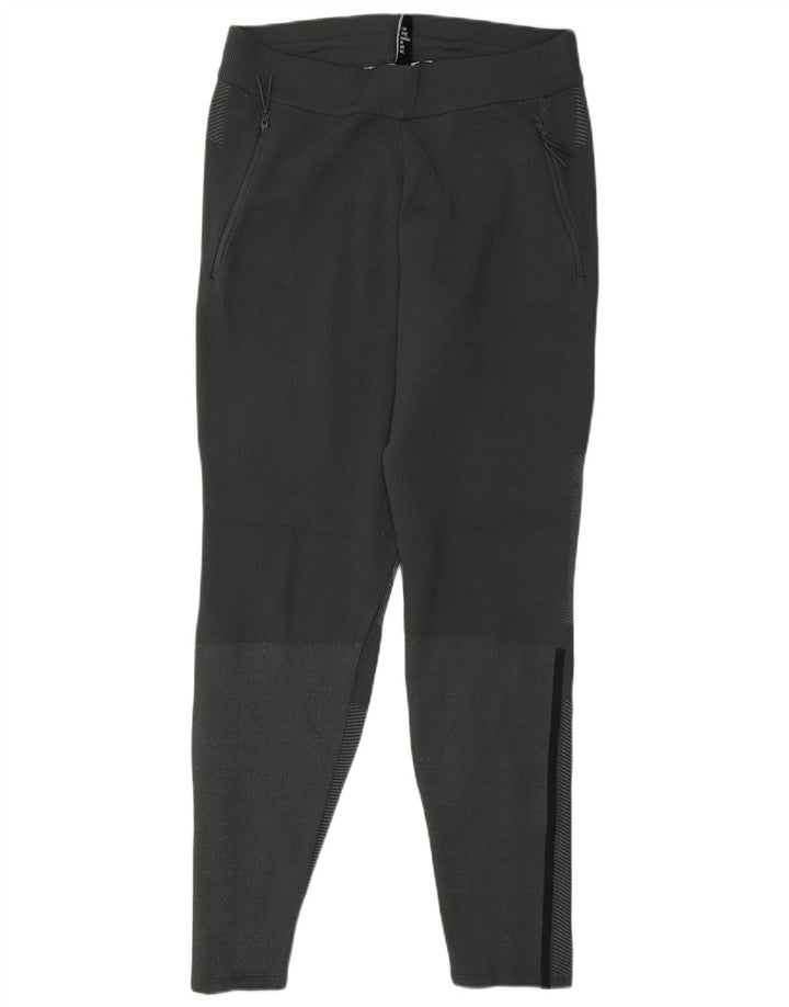 Adidas Damen-Trainingshose UK 14 Mittelgraues Colourblock-Polyester