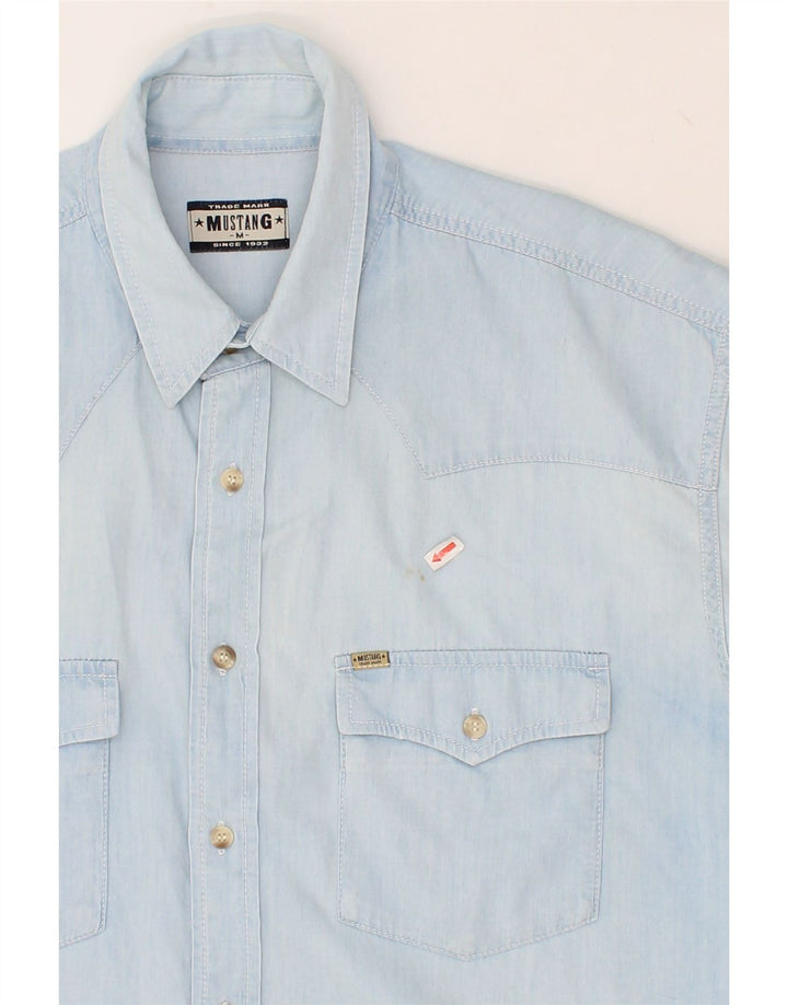 MUSTANG Mens Short Sleeve Shirt Medium Blue Vintage Mustang and Second-Hand Mustang from Messina Hembry 
