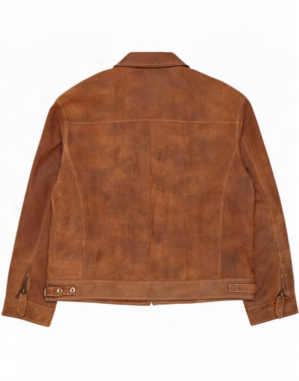 Engbers Mens Military Leather Jacket IT 58 4XL Brown