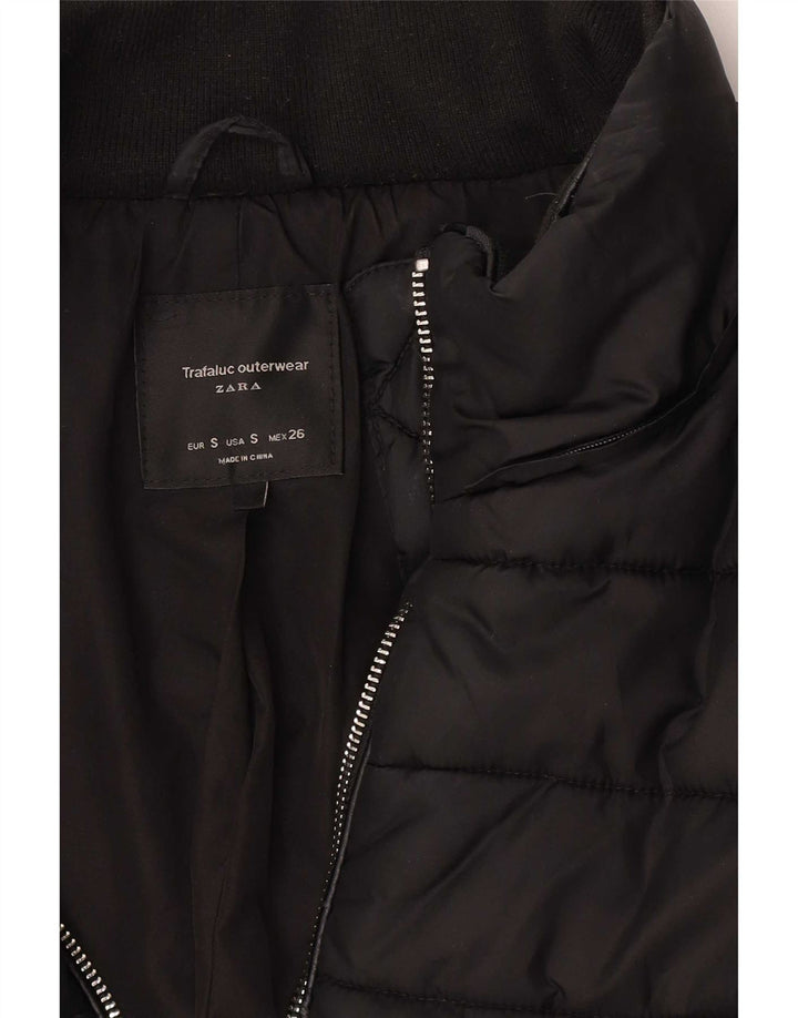 Zara Damen Trafaluc Wattierte Jacke UK 10 Small Schwarz
