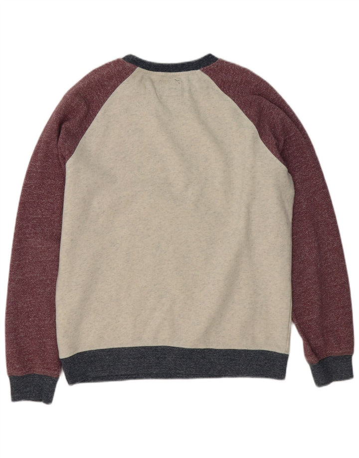 Quiksilver Herren-Sweatshirt-Pullover aus Baumwolle in mittlerem Burgunderrot mit Farbblockdesign