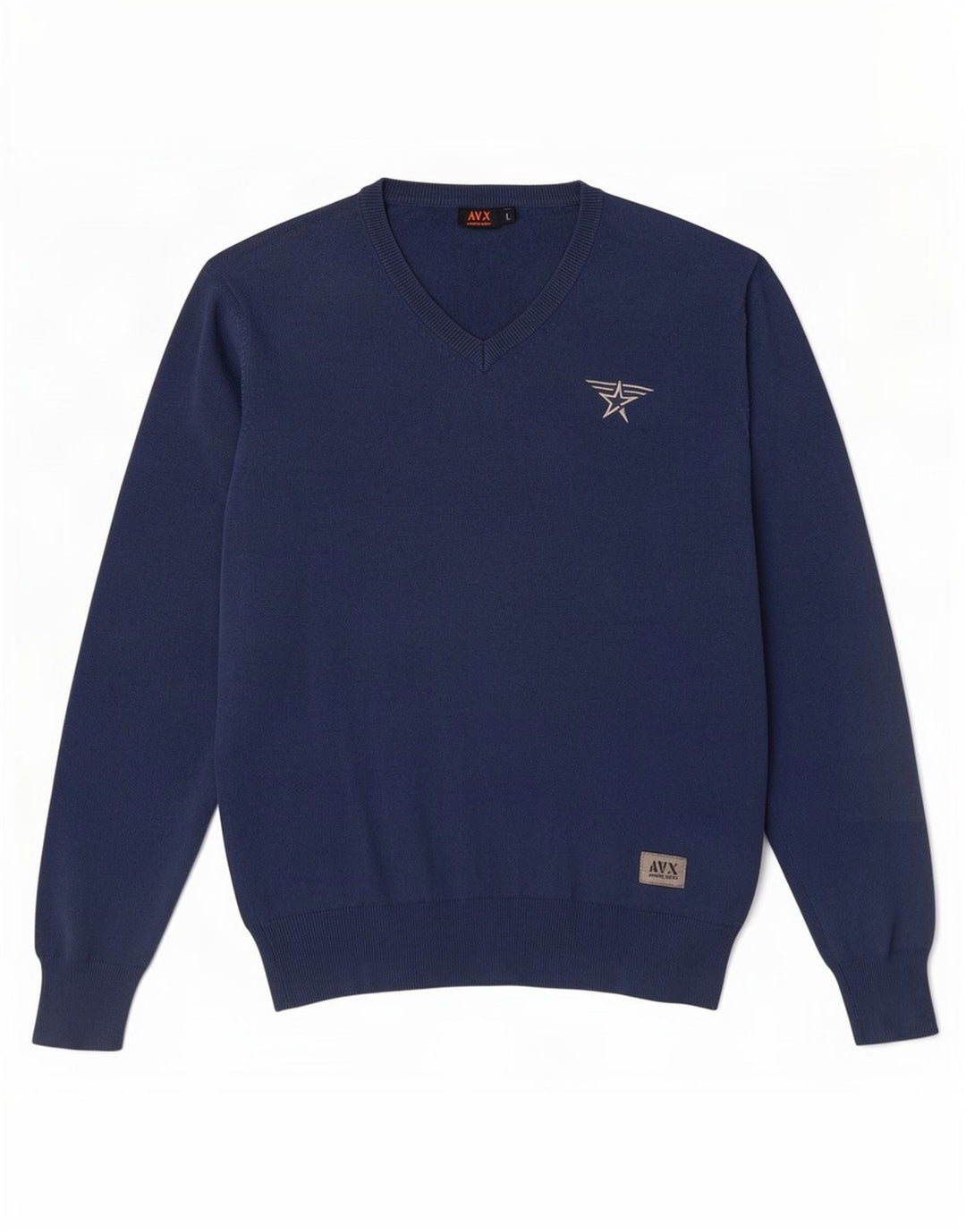 Avirex Herren-Pullover mit V-Ausschnitt, groß, aus blauer Baumwolle