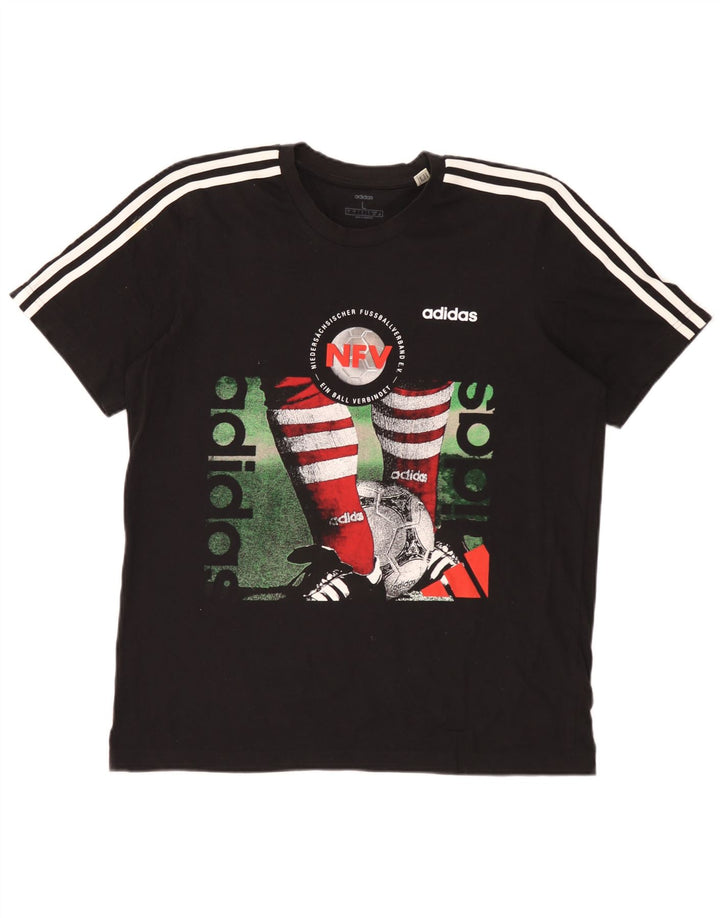 Adidas Herren Grafik T-Shirt Top Large Schwarz Baumwolle