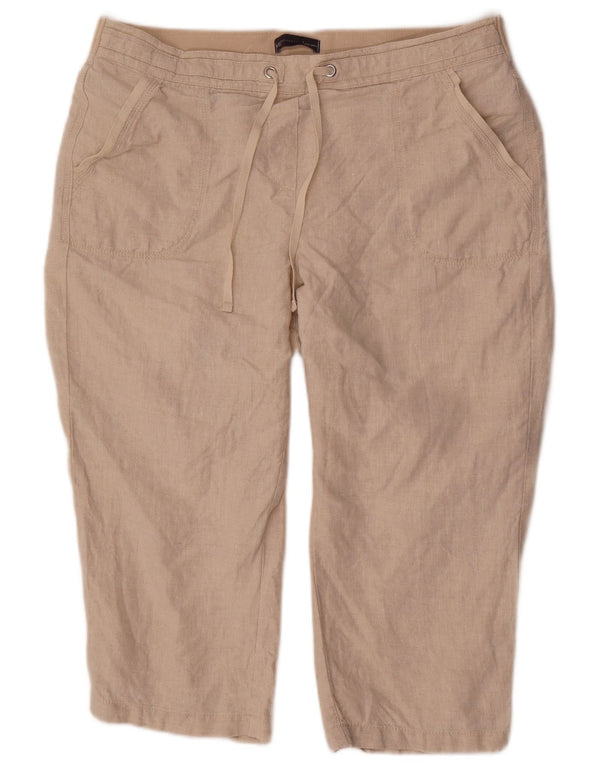 Marks & Spencer Damen Caprihose UK 18 XL W38 L22 Beige Leinen