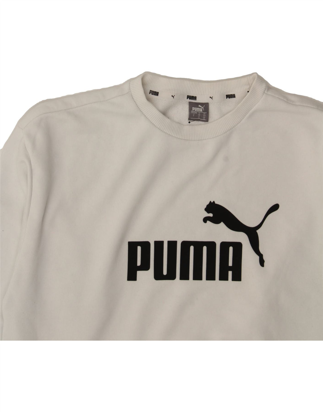 PUMA Womens Oversized Graphic Sweatshirt Jumper UK 10 Small White Cotton Vintage Puma and Second-Hand Puma from Messina Hembry 
