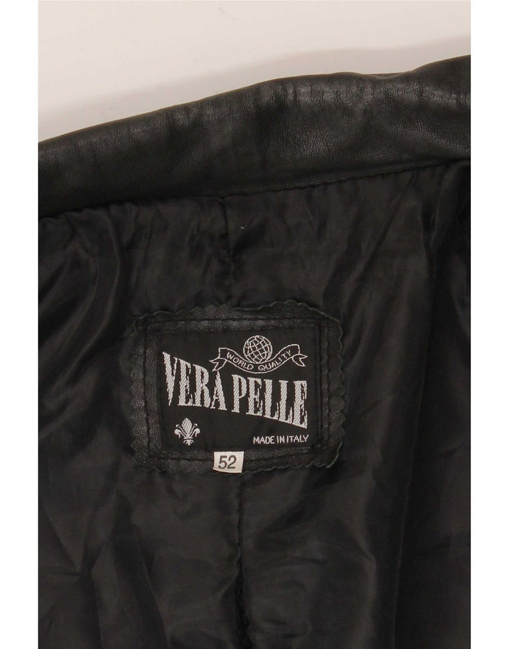 Vintage Herren 3 Knopf Leder Blazer Jacke IT 52 XL Schwarzes Leder