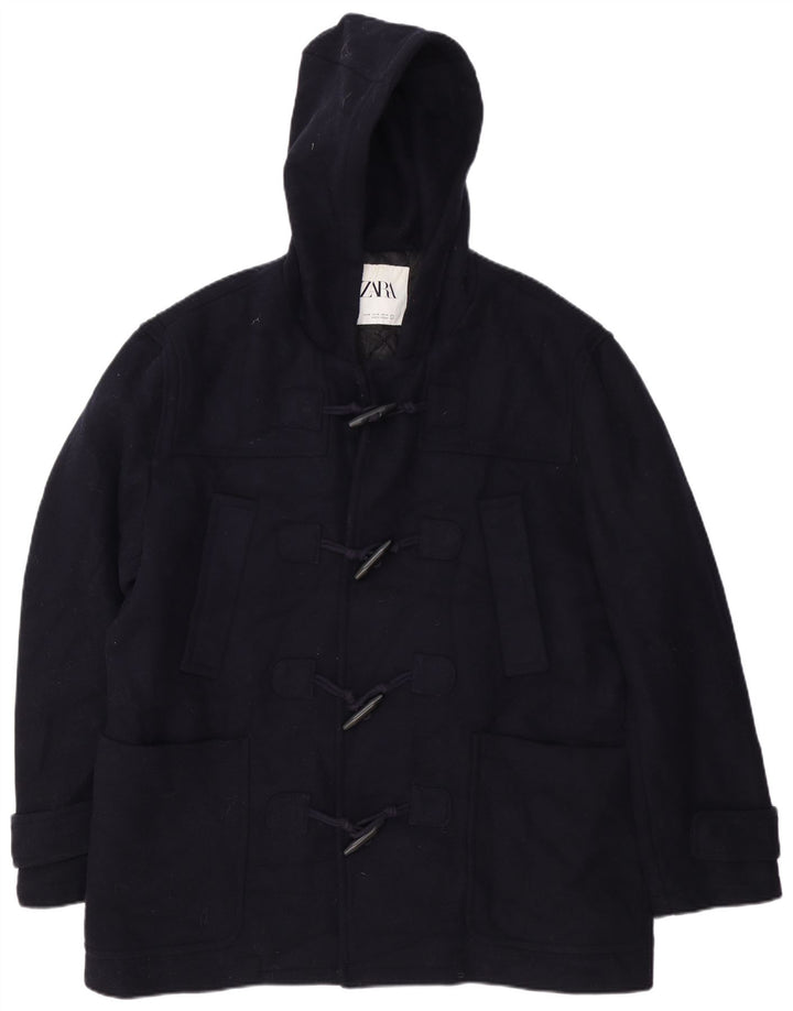 Zara Herren Kapuzen-Dufflejacke UK 42 XL Marineblau