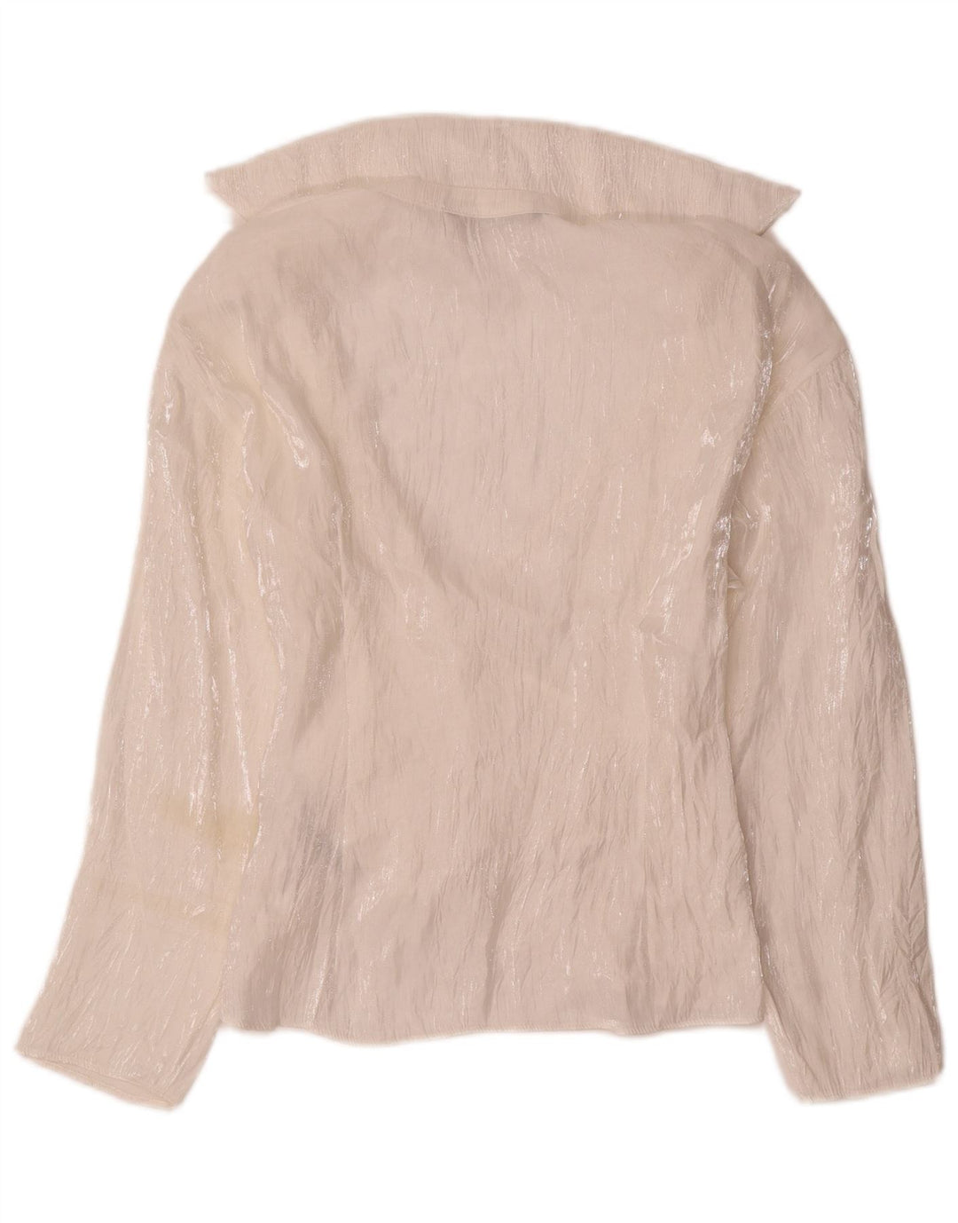 Zara Damen Langarm-Blusenoberteil UK 12 Mittelweiße Viskose
