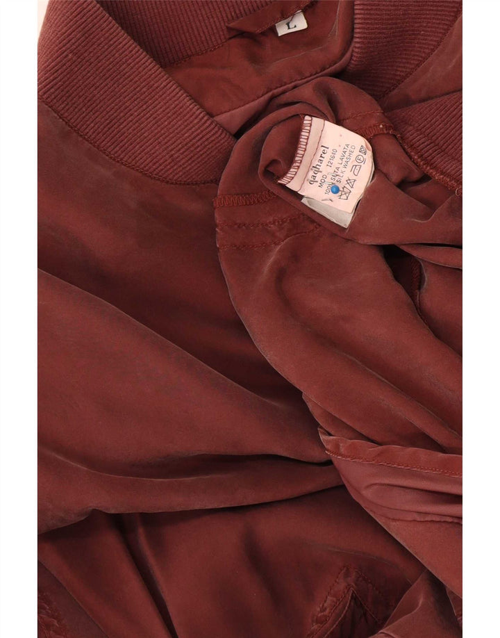 Cacharel Herren-Bomberjacke mit lockerer Passform, UK 40, große burgunderrote Seide