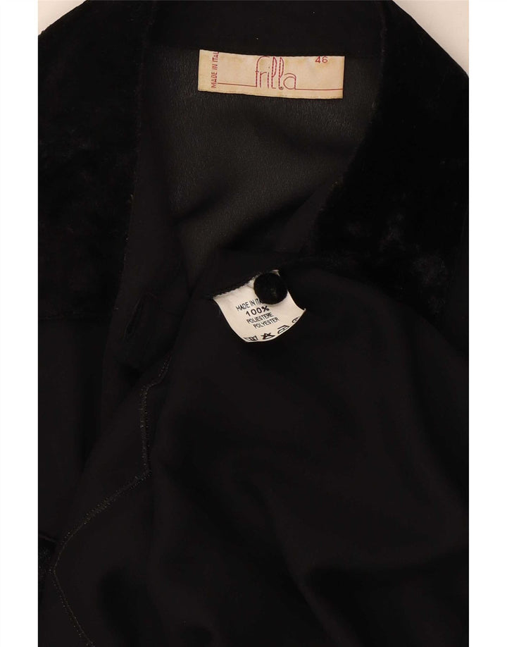 Vintage Damen Hemdbluse IT 46 Großes schwarz gestreiftes Polyester