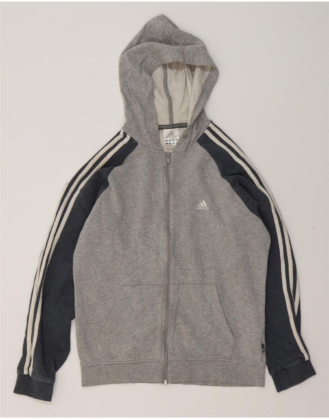 ADIDAS Herren-Kapuzenpullover mit Reißverschluss, Mittelgrau, Colourblock-Baumwolle