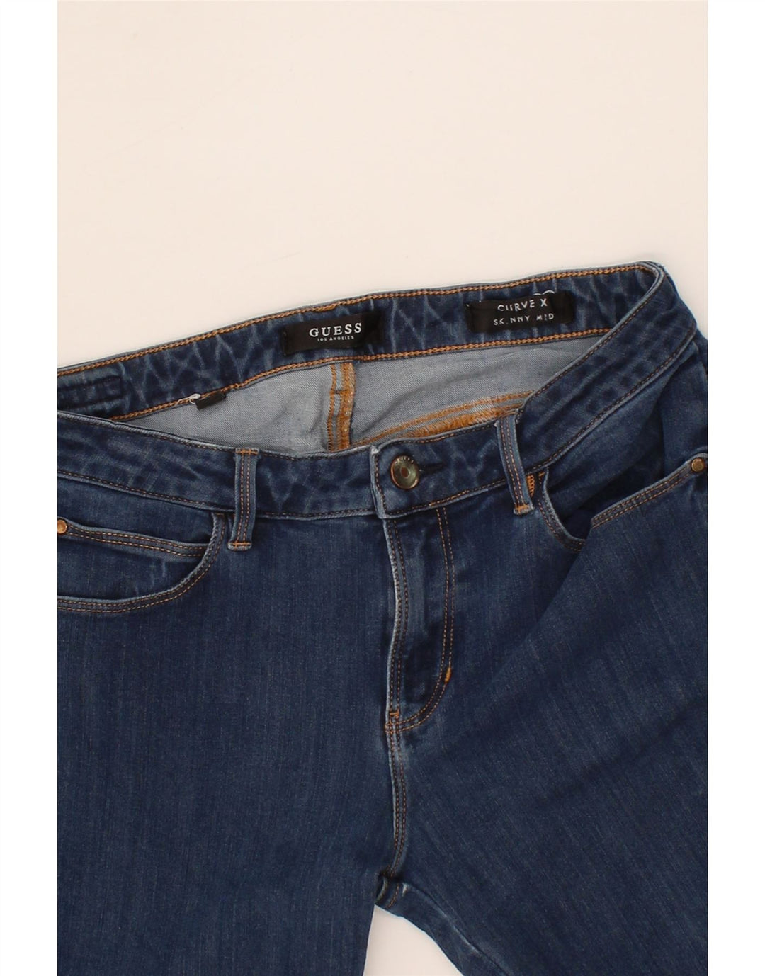 GUESS Womens Curve Mid Rise Skinny Jeans W30 L28 Blue Polyester Vintage Guess and Second-Hand Guess from Messina Hembry 