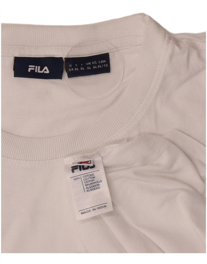 Fila Herren Grafik T-Shirt Top XL Weiße Baumwolle