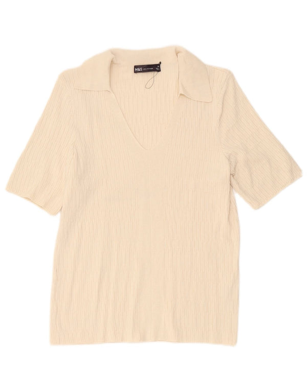 Marks & Spencer Damen Poloshirt UK 6 XS Off White Viskose