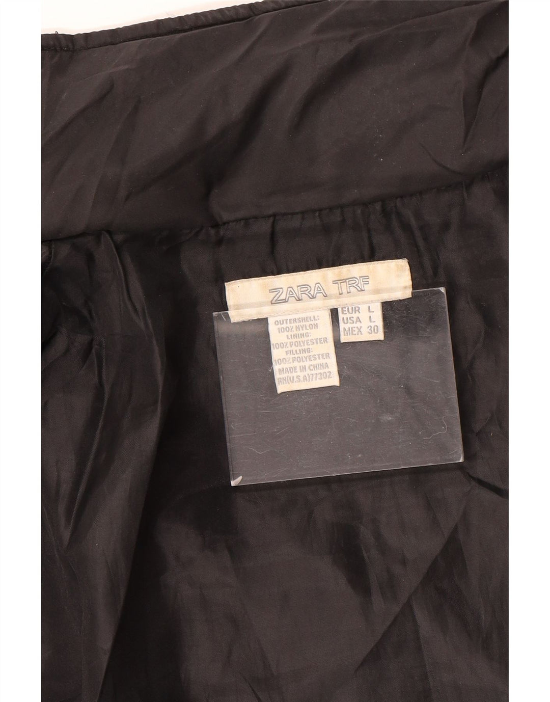 Zara Damen Wattierte Jacke UK 16 Large Schwarz Nylon