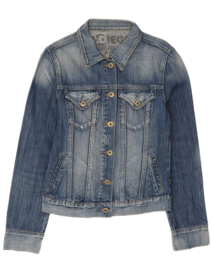 Vintage Damen Jeansjacke UK 12 Mittelblaue Baumwolle
