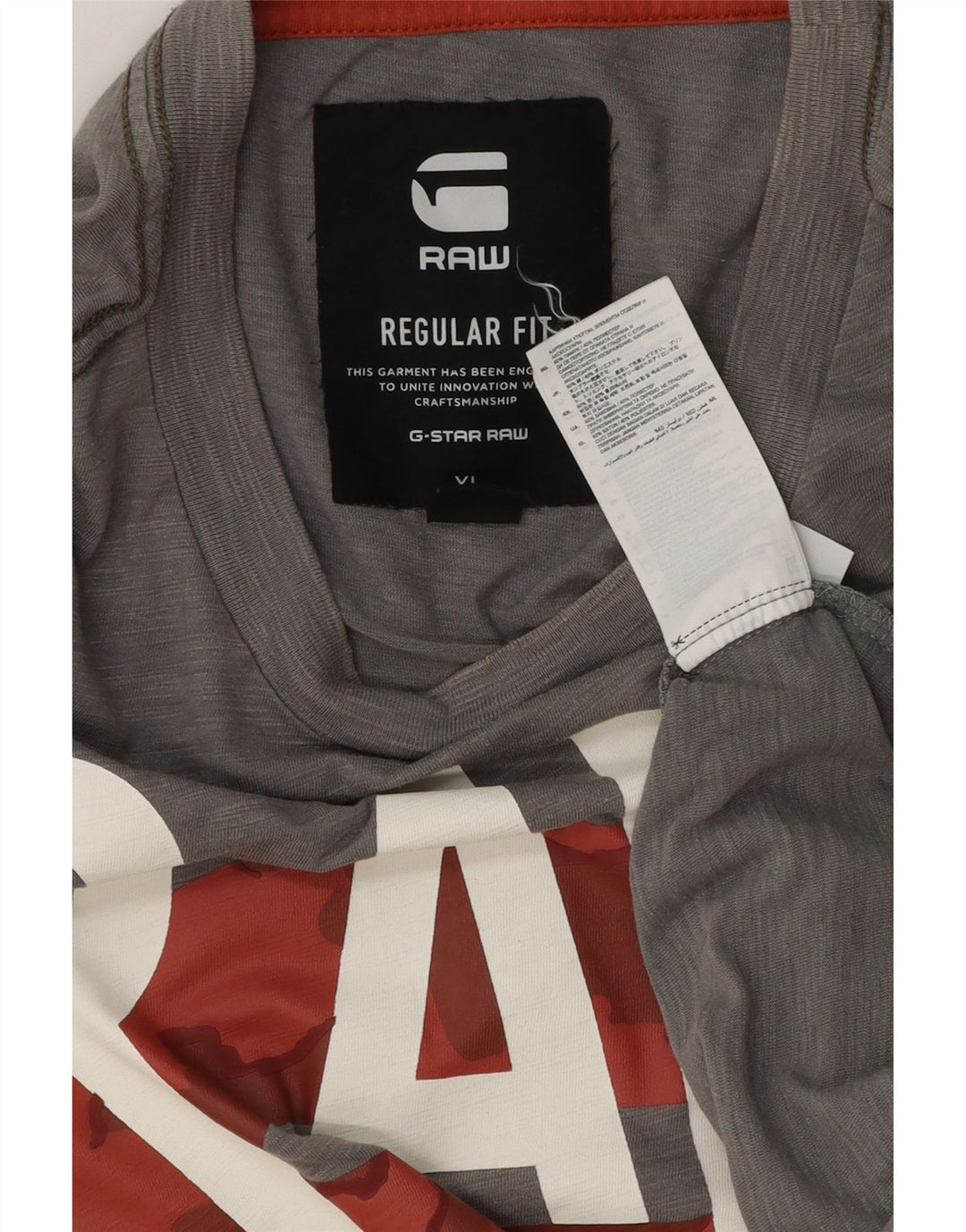 G-STAR Herren-T-Shirt mit normaler Passform, Grafik, XL, graue Baumwolle