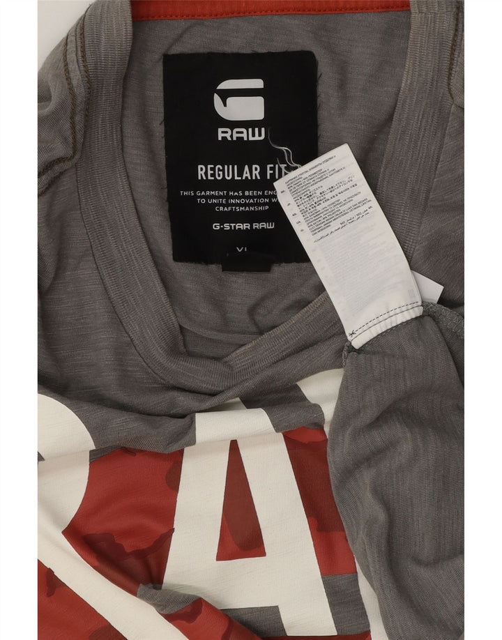 G-STAR Herren-T-Shirt mit normaler Passform, Grafik, XL, graue Baumwolle