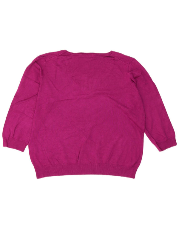 Marks & Spencer Damen Crop V-Ausschnitt Pullover Pullover UK 20 2XL Pink