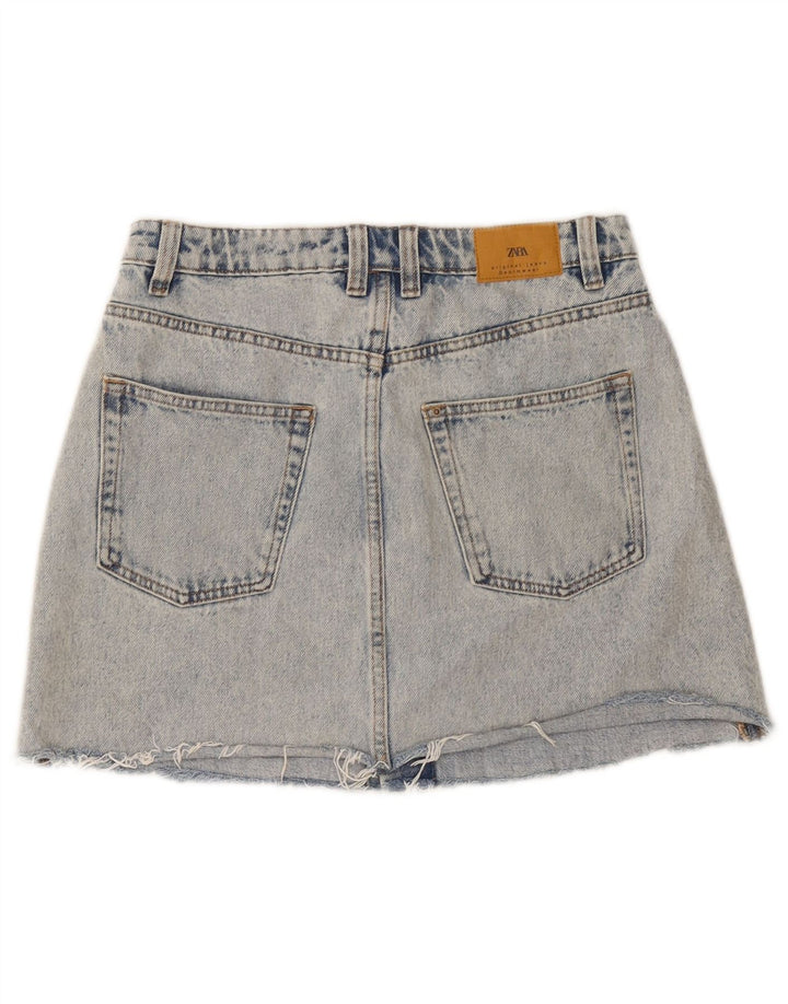 Zara Damen Jeansrock Small W26 Blaue Baumwolle