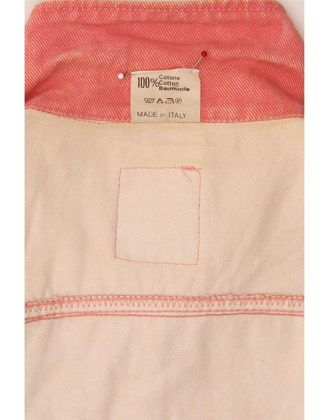 Vintage Damen Jeansjacke mit Teddybär-Grafik, IT 42, mittelrosa Baumwolle