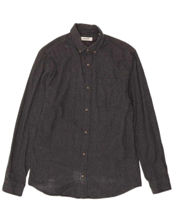 Jack & Jones Herrenhemd aus mittelgrauer Baumwolle