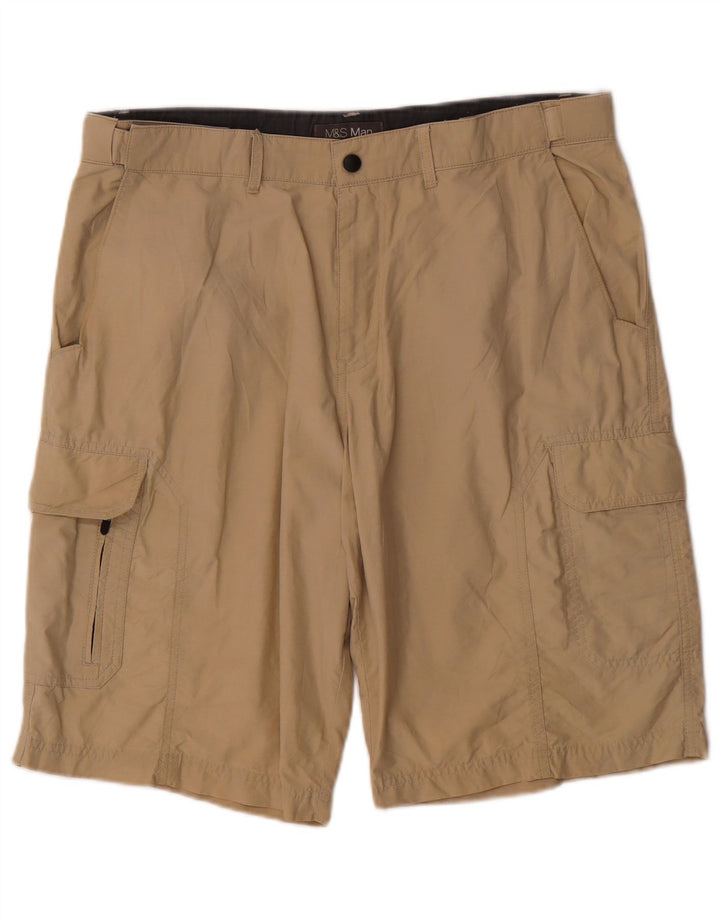 Marks & Spencer Herren Cargoshorts W36 Large Beige Baumwolle