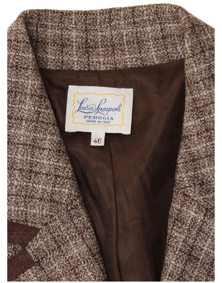 Luisa Spagnoli Damen 4-Knopf-Blazerjacke IT 46 Großer brauner Karo