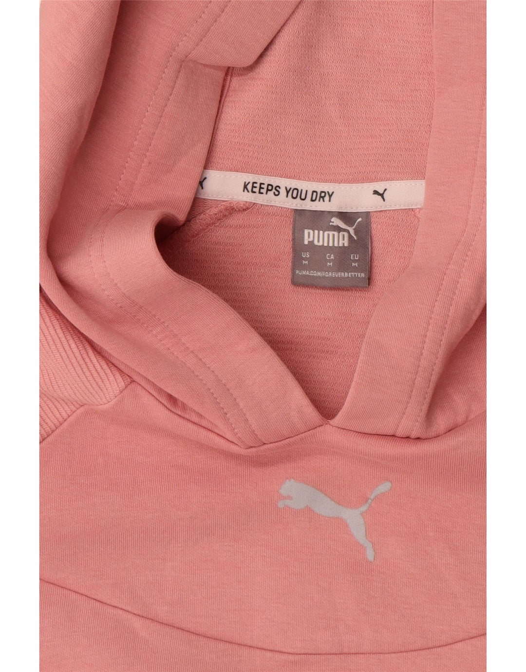 Puma Damen Crop Hoodie Pullover UK 14 Mittelrosa
